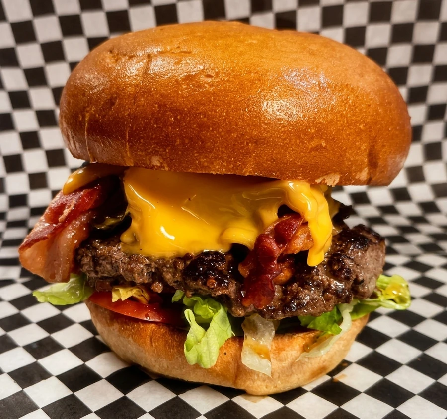 Loaded cheeseburger at Sal's Famous on 82 St Edmonton - a comfort-food favorite