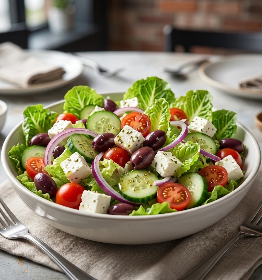 Fresh garden salad at Sal's Famous on 82 St Edmonton - crisp greens with a Mediterranean touch